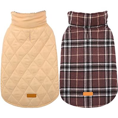 Kuoser Reversible Waterproof Dog Jacket with Leash Hole, 7 Sizes
