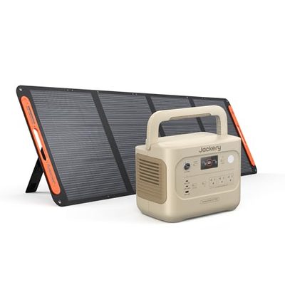 Jackery Solar Generator 1000 v2 and 200W Panel,1070Wh,1500W (Dune White) | 1 Hr Fast Charge, LiFePO4 Battery, for Camping, Emergency, RV, Off-Grid