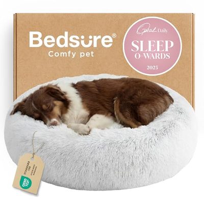 Bedsure Calming Dog Bed Large Donut Cuddler, 36 in, up to 80 lbs