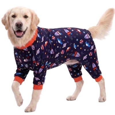 LovinPet Pitbull Pullover Pajamas, Spacecraft Navy Print, XL