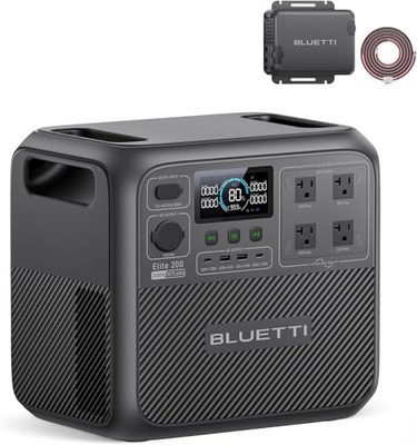BLUETTI Elite 200 V2 Solar Generator & Charger 1 Portable Power Station | LFP Backup, 4 AC Outlets (3900W Peak), 4.2H Full Charge via Car, Perfect for Camping, Off-grid, and Power Outages