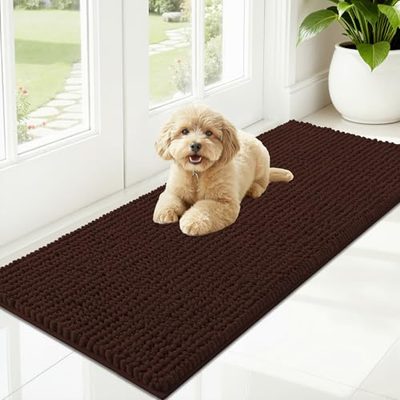 OLANLY Chenille Dog Door Mat, Non-Slip Machine Washable, 47x20 in